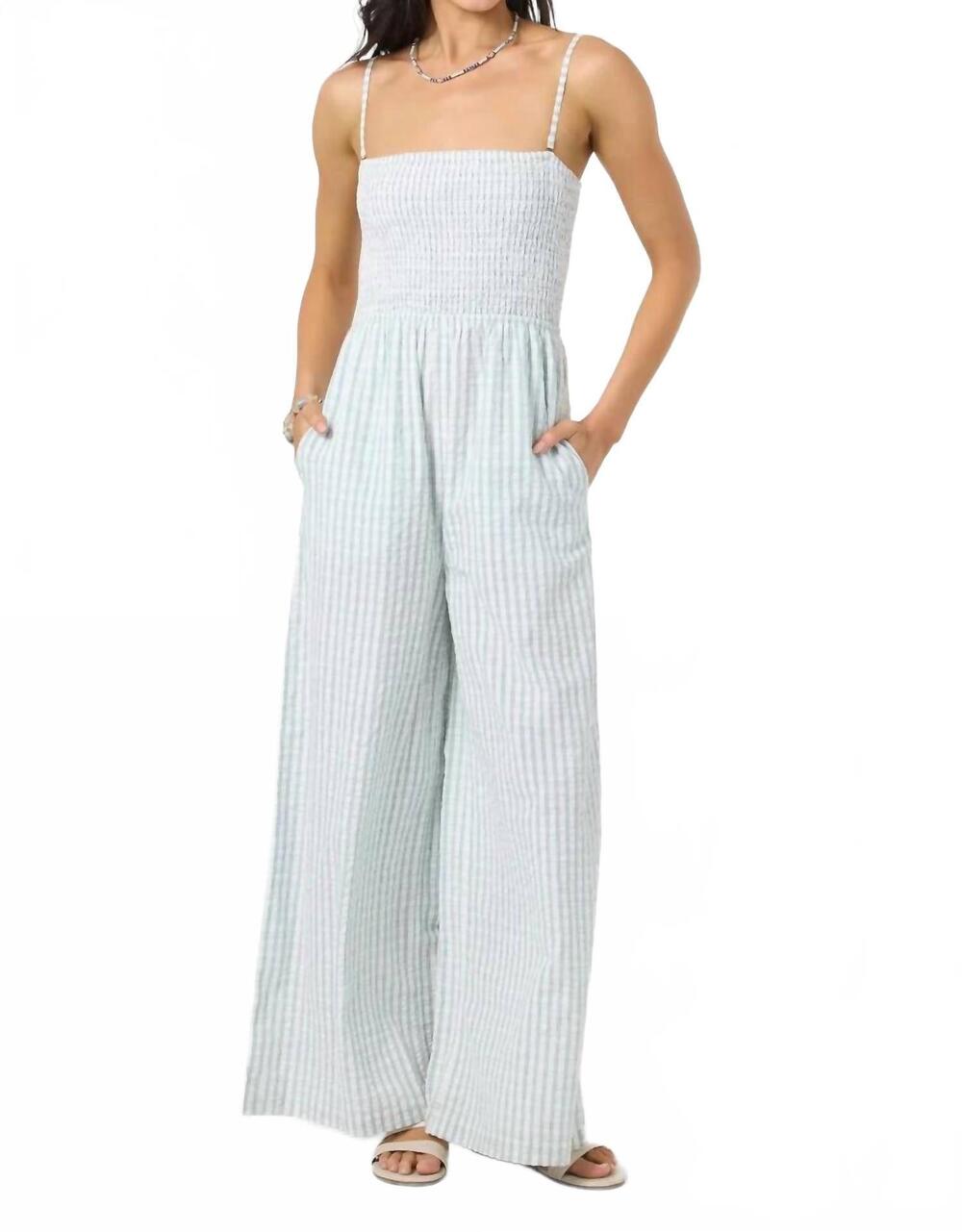 NEW O'NEILL aiyana plaid jumpsuit in winter white